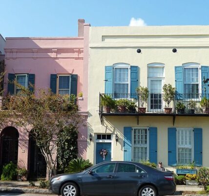 Kolorowe domy Rainbow Row w Charleston w Karolinie Południowej