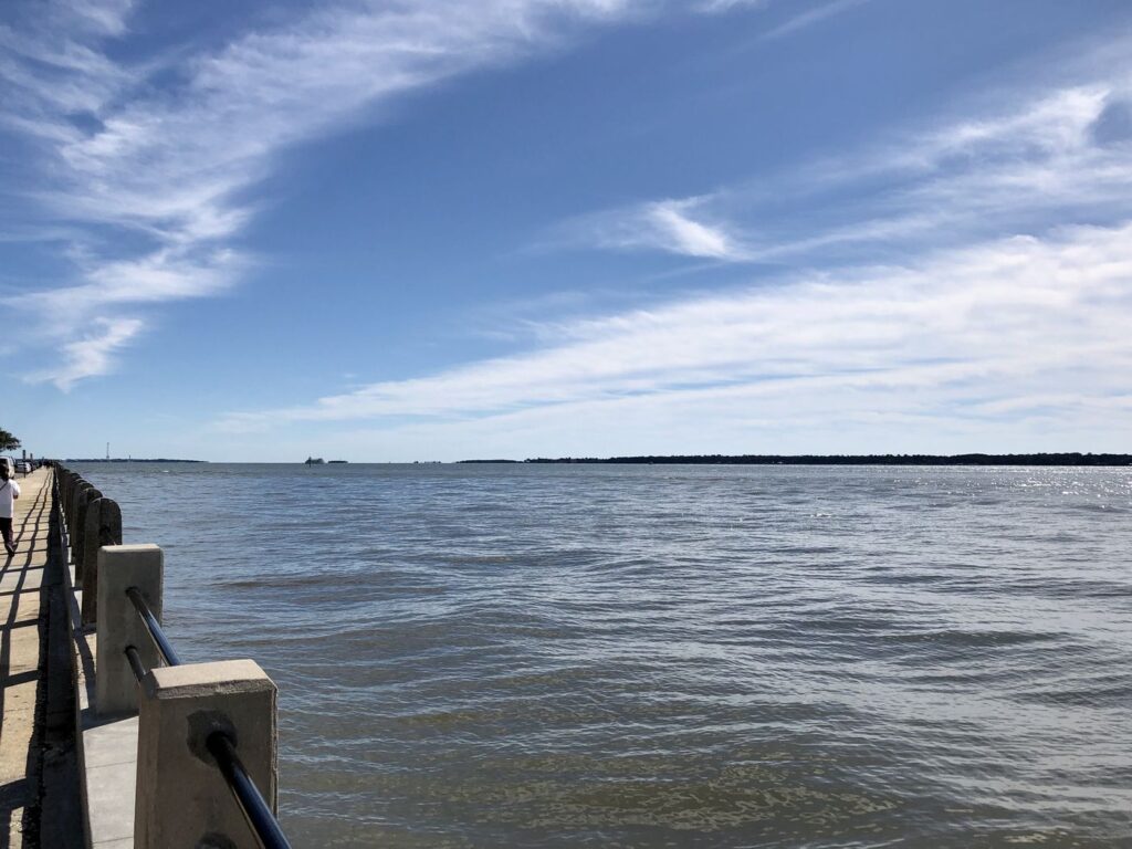 Widok na Charleston Harbor z promenady The Battery